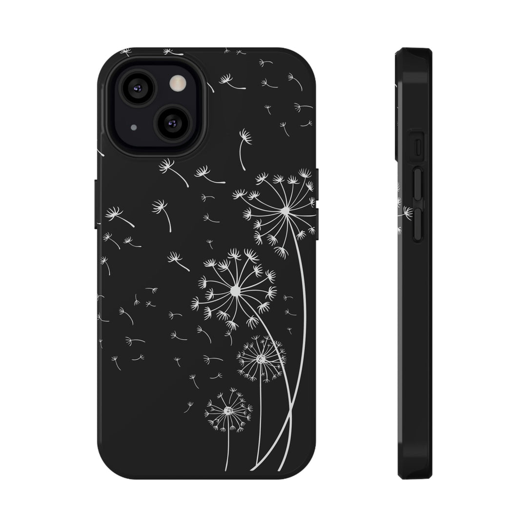 Black Dandelion Wishes Phone Case Idylissa