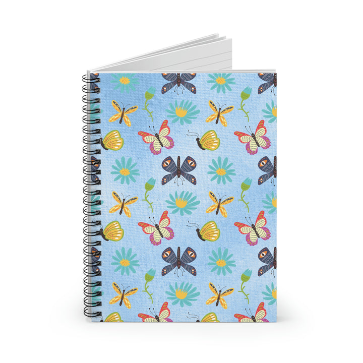 Whimsical Blooms and Butterflies - 8"x6" Spiral Notebook Idylissa